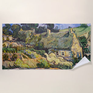 Vincent Van Gogh - Thatched Cottages at Cordeville Beach Towel