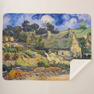 Vincent Van Gogh - Thatched Cottages at Cordeville Sherpa Blanket