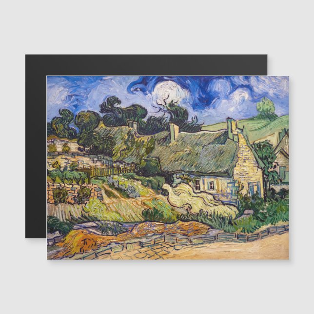 Vincent Van Gogh - Thatched Cottages Magnetic Card (Front/Back)