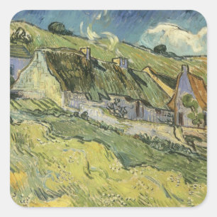 Vincent van Gogh - Thatched Cottages Square Sticker