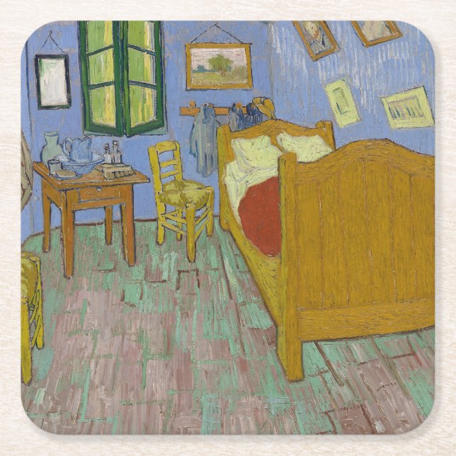 Vincent Van Gogh The Bedroom Square Paper Coaster (Front)
