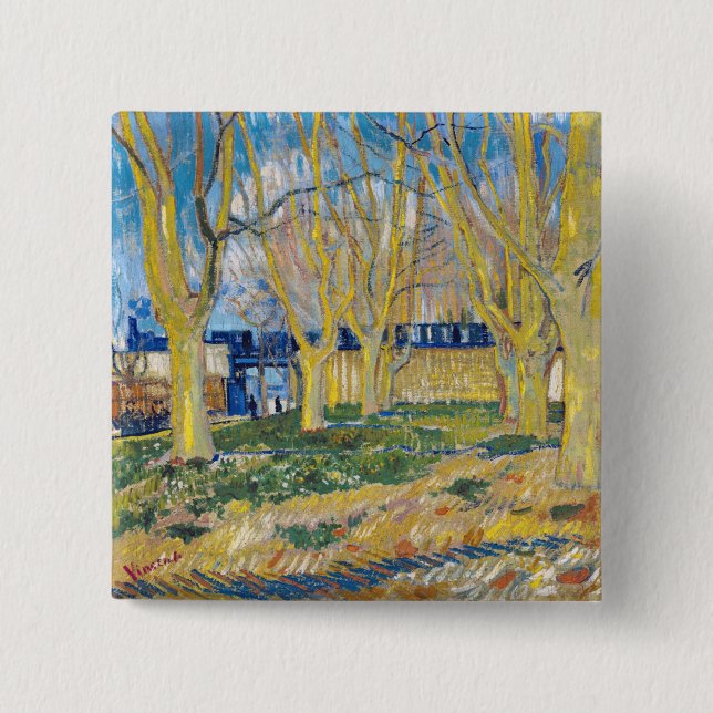 Vincent van Gogh - The Blue Train 2 Inch Square Button (Front)