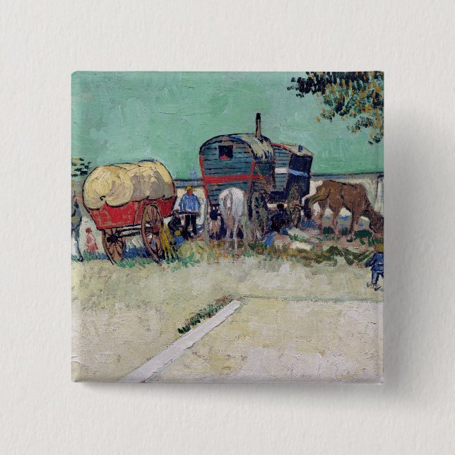 Vincent van Gogh | The Caravans, Gypsy Encampment 2 Inch Square Button (Front)