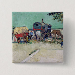 Vincent van Gogh The Caravans, Gypsy Encampment 2 Inch Square Button