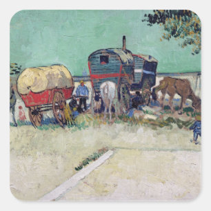 Vincent van Gogh   The Caravans, Gypsy Encampment Square Sticker