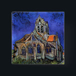 Vincent Van Gogh - The Church at Auvers 2 Inch Square Button<br><div class="desc">Oil on canvas from 1890, Van Gogh painted this after leaving the asylum at Saint-Rémy and moving to Auvers-sur-Oise to be treated by Dr. Paul Gachet. Unlike similar stores, Art Lover's Cafe features classic, high resolution works of art that have been carefully restored, colour-balanced & retouched to remove spots &...</div>