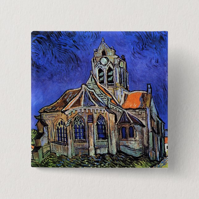 Vincent Van Gogh - The Church at Auvers 2 Inch Square Button (Front)
