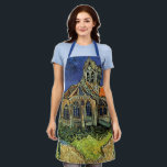 Vincent van Gogh - The Church at Auvers Apron<br><div class="desc">The Church at Auvers (1890) by Vincent van Gogh is a vintage Post Impressionism fine art architectural religious painting. A woman walking along a path towards the village chapel with beautiful stained glass windows. A daily life architecture scene. About the artist: Vincent Willem van Gogh (1853-1890) was a Post Impressionist...</div>
