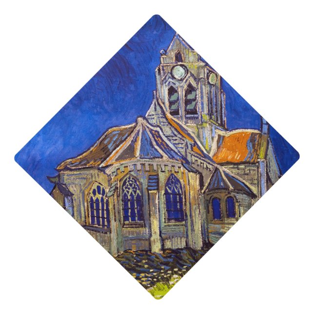 Vincent van Gogh - The Church at Auvers Graduation Cap Topper (Front)