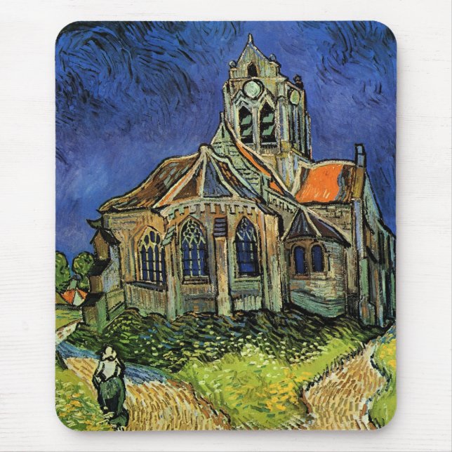 Vincent van Gogh - The Church at Auvers Mouse Pad (Front)