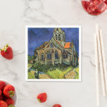 Vincent van Gogh - The Church at Auvers Napkin<br><div class="desc">The Church at Auvers (1890) by Vincent van Gogh is a vintage Post Impressionism fine art architectural religious painting. A woman walking along a path towards the village chapel with beautiful stained glass windows. A daily life architecture scene. About the artist: Vincent Willem van Gogh (1853-1890) was a Post Impressionist...</div>