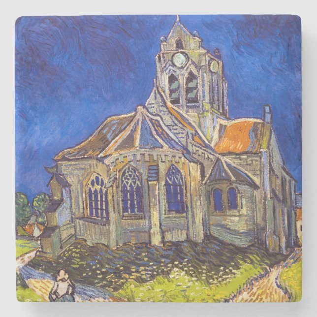 Vincent van Gogh - The Church at Auvers Stone Coaster (Front)