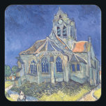 Vincent van Gogh | The Church at Auvers-sur-Oise Square Sticker<br><div class="desc">The Church at Auvers-sur-Oise,  1890 | by Vincent van Gogh | Art Location: Musee d'Orsay,  Paris,  France | Dutch Artist | Image Collection Number: XIR33823</div>