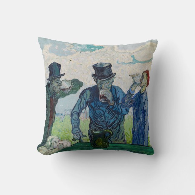 Vincent van Gogh - The Drinkers, after Daumier Throw Pillow (Front)