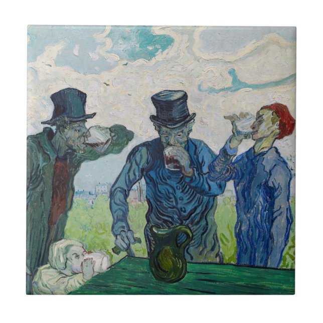 Vincent van Gogh - The Drinkers, after Daumier Tile (Front)