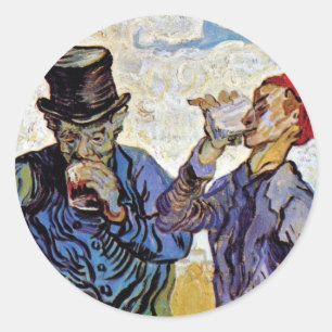 Vincent Van Gogh - The Drinkers - Fine Art Classic Round Sticker