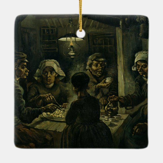 VINCENT VAN GOGH - The potato eaters 1885 Ceramic Ornament (Back)