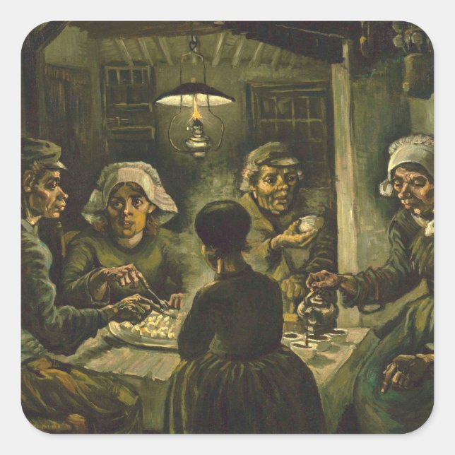 Vincent Van Gogh - The potato eaters AprilMay Square Sticker (Front)