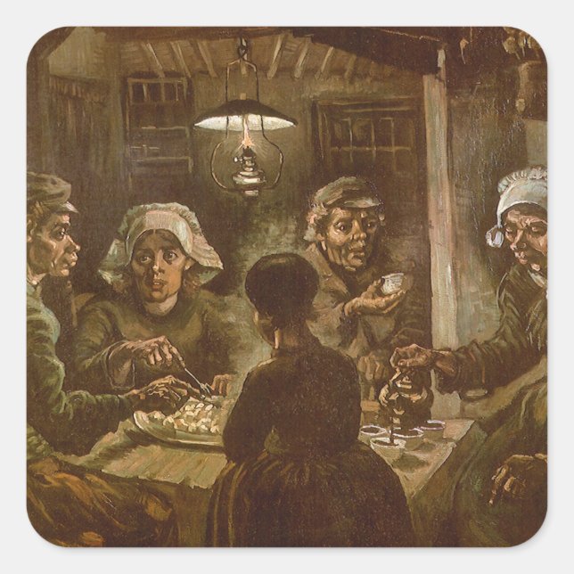 Vincent van Gogh - The Potato Eaters Square Sticker (Front)