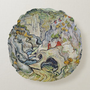 Vincent van Gogh   The ravine of the Peyroulets Round Pillow
