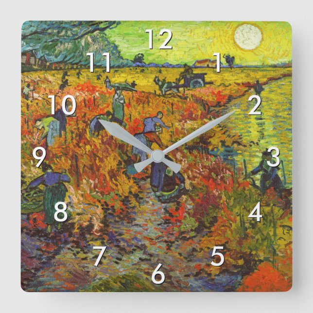 Vincent van Gogh - The Red Vineyard Square Wall Clock (Front)