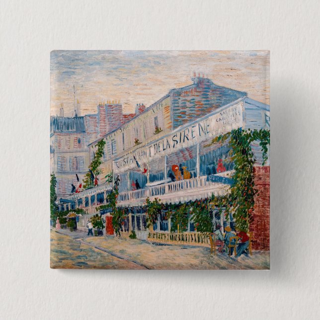 Vincent van Gogh - The Restaurant de la Sirene 2 Inch Square Button (Front)