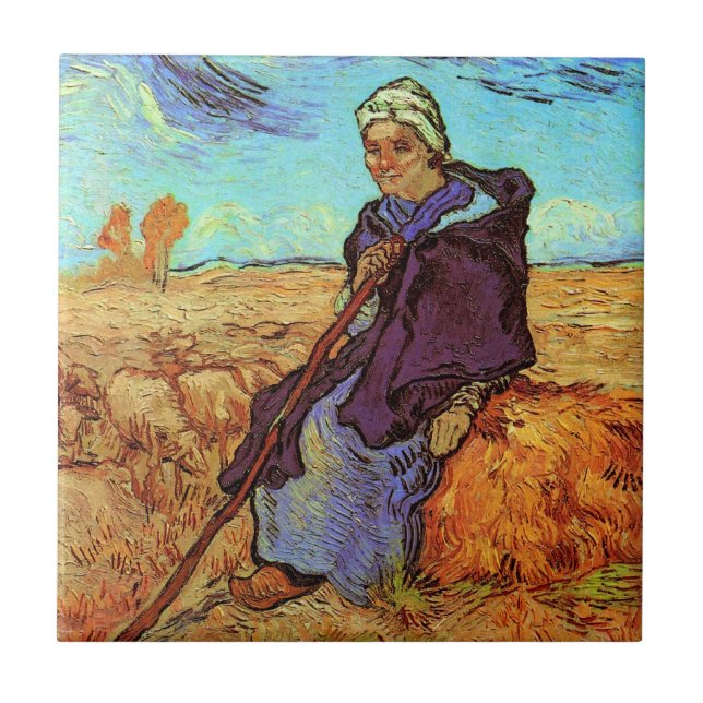 Vincent Van Gogh - The Shepherdess (after Millet) Tile (Front)