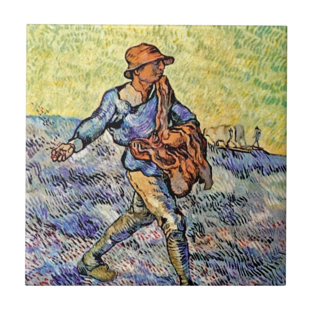 Vincent Van Gogh - The Sower - Fine Art Painting Tile (Front)