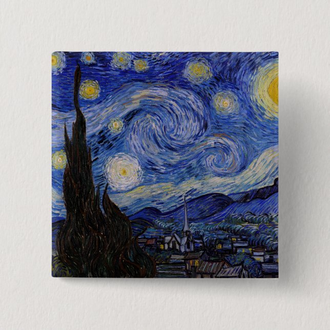 Vincent Van Gogh - The Starry night 2 Inch Square Button (Front)