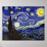 Vincent Van Gogh - The Starry Night Fine Art Poster<br><div class="desc">Vincent Van Gogh's The Starry Night. Oil on canvas from 1889, Starry Night was painted while Van Gogh was in the asylum at Saint-Remy, France, and is considered one of his greatest masterpieces. Although it is a night scene, it was painted during the day and represents the view from the...</div>