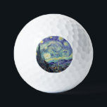 Vincent Van Gogh/ The Starry Night    Golf Balls<br><div class="desc">Vincent Van Gogh The Starry Night. This is an old masterpiece from the dutch master painter Vincent Van Gogh was a dutch post impressionist painter. Night Landscape. There is a tree in the foreground. The city is in the middle ground. Mountains in the background. There is a moon in the...</div>