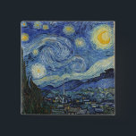 Vincent van Gogh | The Starry Night, June 1889 2 Inch Square Button<br><div class="desc">The Starry Night,  June 1889 (oil on canvas),  Gogh,  Vincent van (1853-90) / Museum of Modern Art,  New York,  USA / The Bridgeman Art Library | Image Collection Number: XOS702746</div>