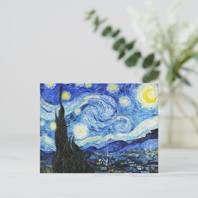 Vincent Van Gogh, The Starry Night painting Holiday Postcard (Standing Front)