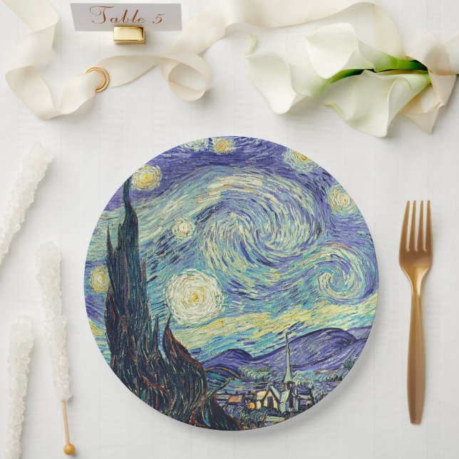 Vincent Van Gogh The Starry Night    Paper Plate (Wedding)