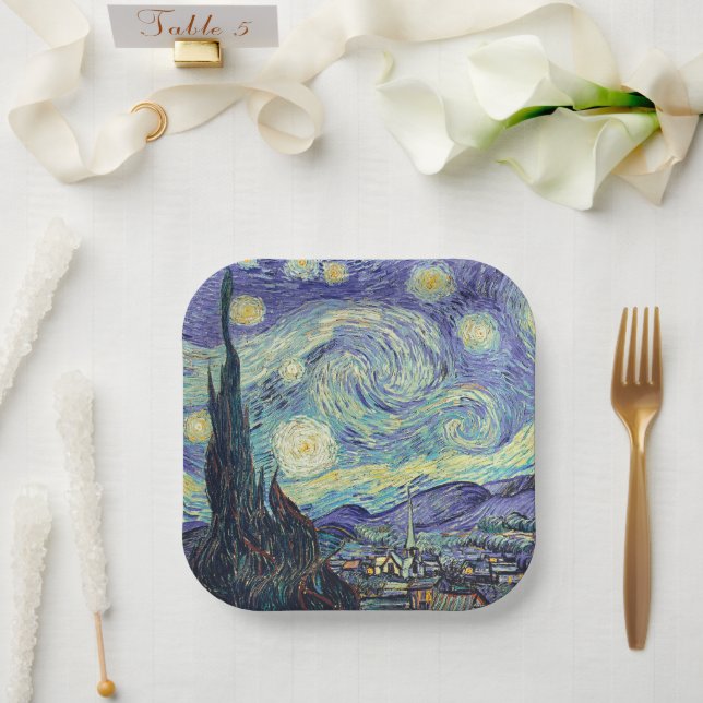 Vincent Van Gogh The Starry Night    Paper Plates (Wedding)