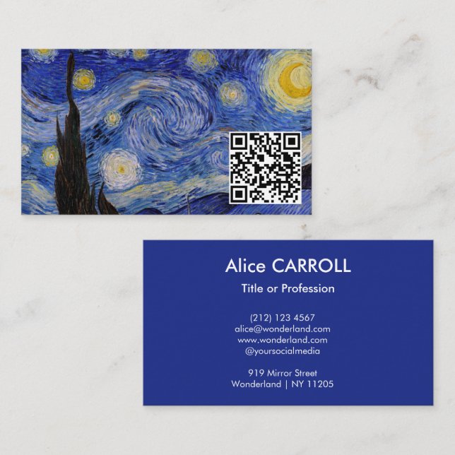 Vincent Van Gogh - The Starry Night - QR Code Business Card (Front/Back)