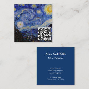 Vincent Van Gogh - The Starry Night - QR Code Square Business Card