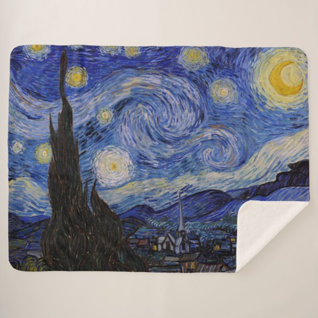 Vincent Van Gogh - The Starry night Sherpa Blanket (Front (Horizontal))
