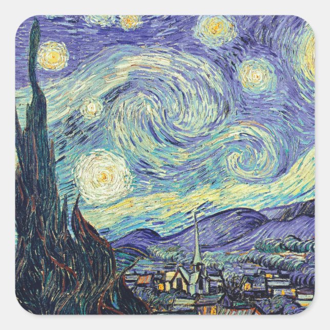 Vincent Van Gogh The Starry Night Square Sticker (Front)