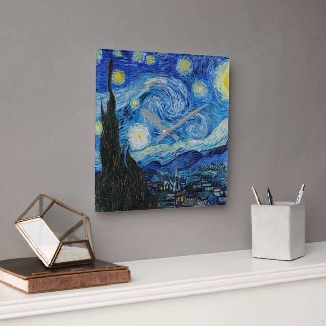Vincent Van Gogh The Starry Night Square Wall Clock (Office)