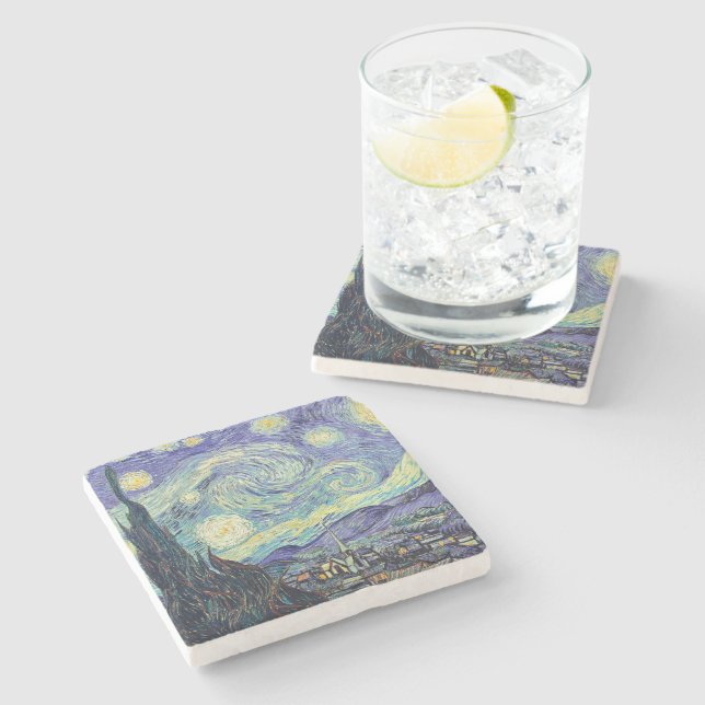 Vincent Van Gogh/ The Starry Night   Stone Coaster (Side)