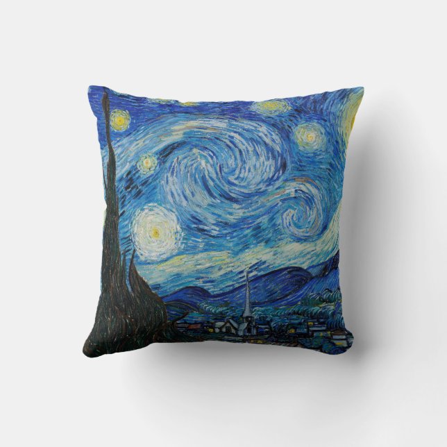 Vincent Van Gogh The Starry Night Throw Pillow (Back)