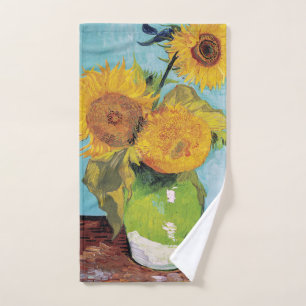 Vincent Van Gogh - Three Sunflowers in a Vase Bath Towel Set