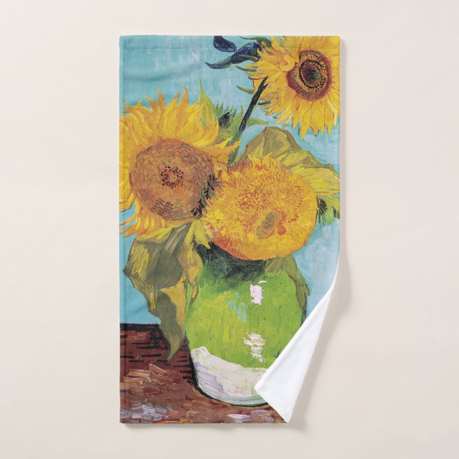 Vincent Van Gogh - Three Sunflowers in a Vase Bath Towel Set (Hand Towel)