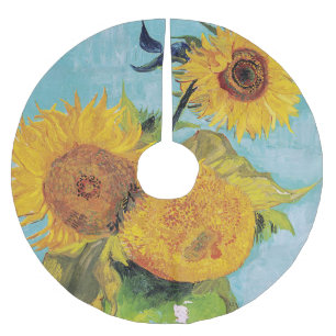 Vincent Van Gogh - Three Sunflowers in a Vase Brushed Polyester Tree Skirt