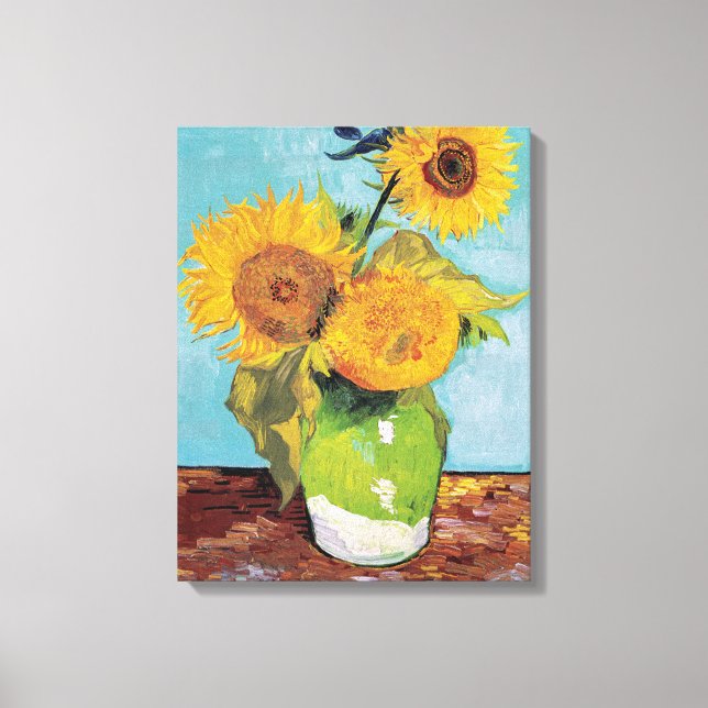 Vincent Van Gogh - Three Sunflowers in a Vase Canvas Print (Front)