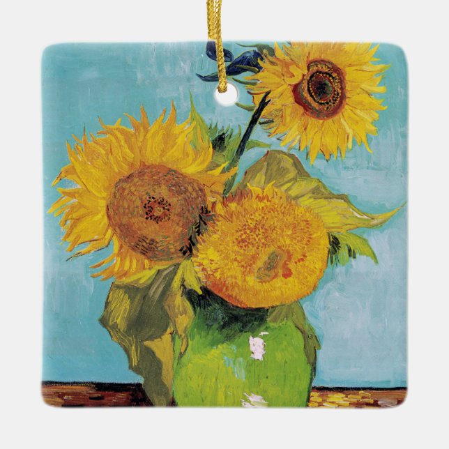 Vincent Van Gogh - Three Sunflowers in a Vase Ceramic Ornament (Front)