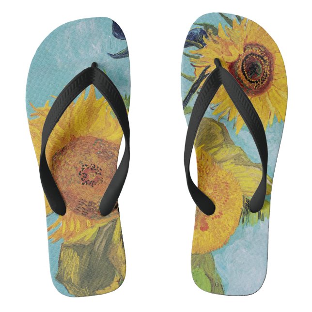 Vincent Van Gogh - Three Sunflowers in a Vase Flip Flops (Footbed)