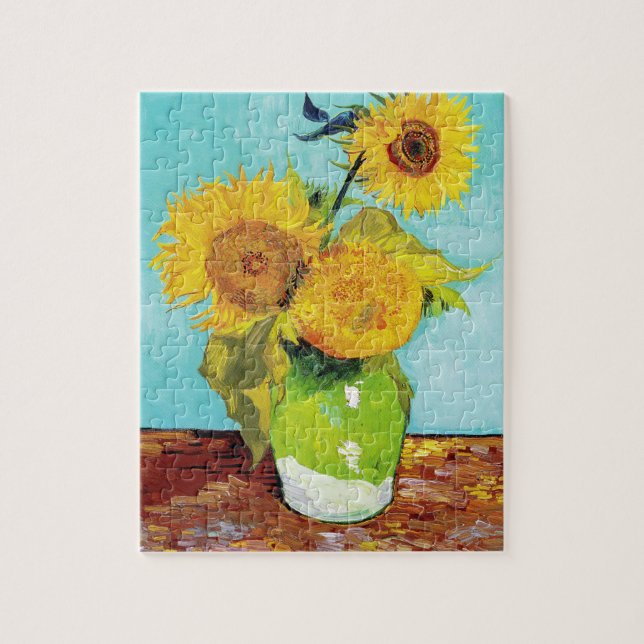 Vincent Van Gogh Three Sunflowers In a Vase Jigsaw Puzzle (Vertical)