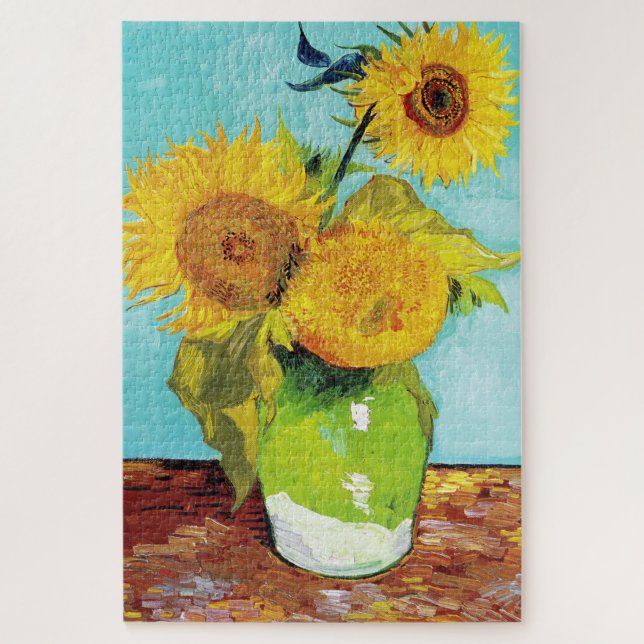 Vincent Van Gogh Three Sunflowers In a Vase Jigsaw Puzzle (Vertical)